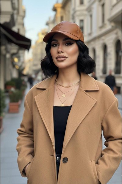 Goldmine Șapcă unisex din piele originală, culoare maro