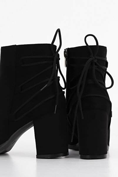 Mamito Ayakkabı AHM 001 Μποτάκια με μεσαίο τακούνι με λεπτομέρεια με κορδόνια στο πίσω μέρος