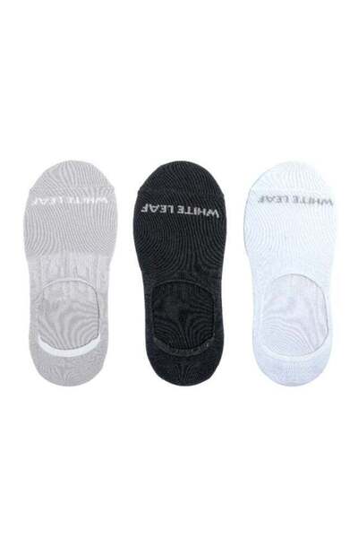 White Leaf Men's No-Show Cotton Socks, 3 Pairs (Light Grey, Black, White) - O...