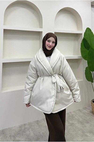 lurex moda Shawl Collar Belted Coat