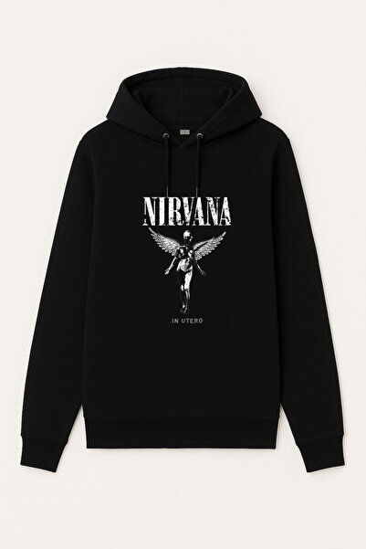 MODA Nirvana Music Band cu imprimeu Hanorac negru pentru copii pentru adulți cu glugă Swea tricou Hanorac