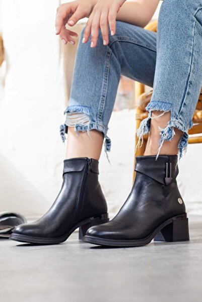 Adım Adım Mammamia Genuine Leather Women's Thick Heeled Boots