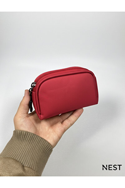 Nest Life حقيبة مكياج باللون الأحمر، حقيبة للعملات المعدنية، حقيبة للمجوهرات