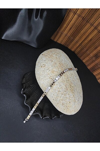 ALLEGRİA سوار فولاذي مرصع بحجر الزركون مع تفاصيل ذهبية وفضية