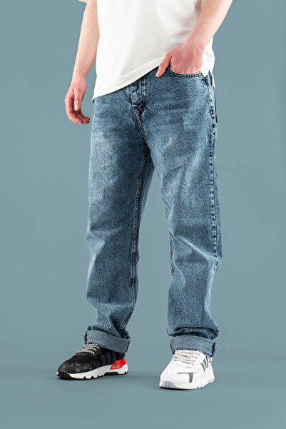 bombe Men's Baggy Fit Comfortable Fit Wide Leg Jeans Regular Waist Pants