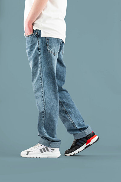 bombe Men's Baggy Fit Comfortable Fit Wide Leg Jeans Regular Waist Pants