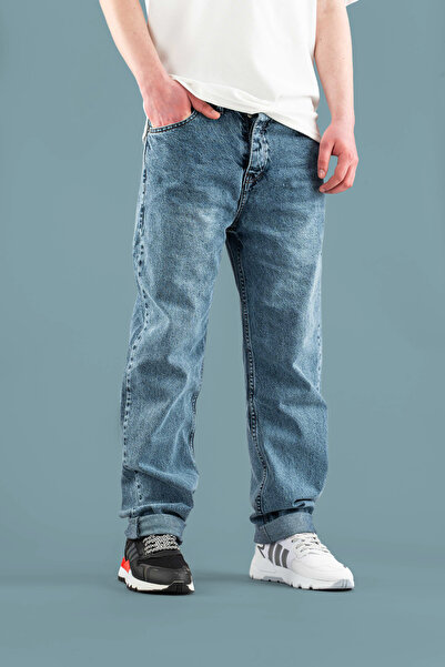 bombe Men's Baggy Fit Comfortable Fit Wide Leg Jeans Regular Waist Pants