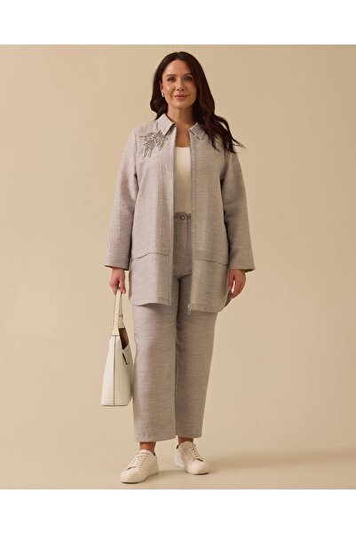 SEÇİL YENİ SEÇİL KADIN büyük beden nakış detaylı fermuarlı kap 10002512514005