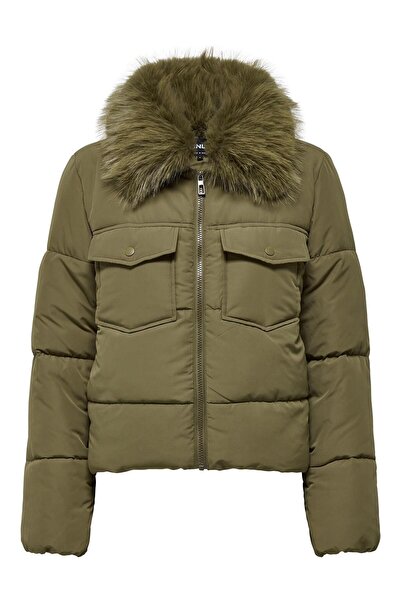 ONLY Дамско пухено яке ONLMAGGI – качулка с кожа, цип, зимно палто