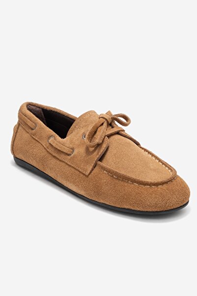 LuviShoes SERELIS Toprak Süet Hakiki Deri Bağcıklı Kadın Loafer Ayakkabı