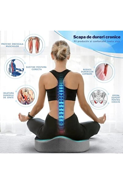 varioshop ® Orthopedic Seat Cushion, Premium Memory Foam, 46x38x8 cm, Grey