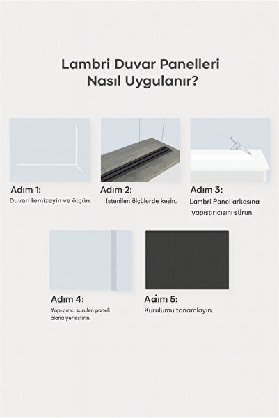 DECOALA MDF Tavan & Duvar Lambri Seti (10 Adet) 12x280 cm Açık Gri Ahşap Görünümlü Dekoratif Kaplama Paneli