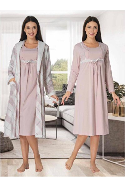 Lohusa Homewear Γυναικείο νυχτικό εγκυμοσύνης με μακρυμάνικο σχέδιο σε σχέδιο...