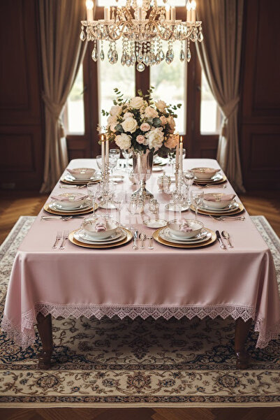Çt Çeyizci Tekstil Velvet Seamless Single Tablecloth 160X220Cm | Lace Velvet Dining Tablecloth 160X220Cm Single Table