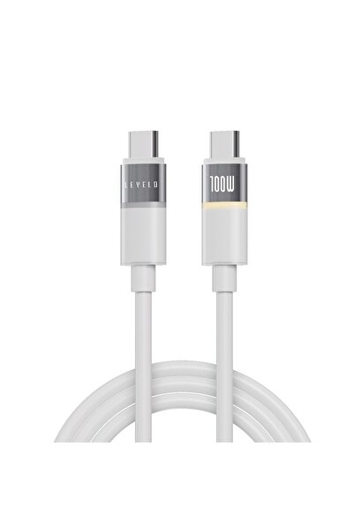 Levelo Luno USB-C to USB-C Cable, 100W Power Delivery, 1m, 480Mbps, Silicone, Lunar White