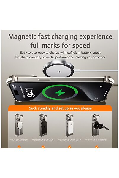 Flippy Metal MagSafe Case for iPhone 15 Pro, Flippy, Alloy, Magnet, Wireless, Metallic Gray