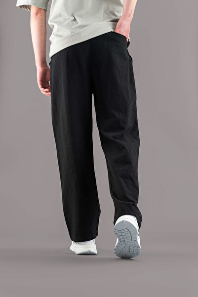 bombe Ανδρικό παντελόνι με ελαστική μέση λινό άνετο ελαστικό Lycra Basic Cotton Jogger