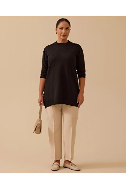 SEÇİL New Women Plus Size Patterned Basic Knitwear Tunic 10002521714008