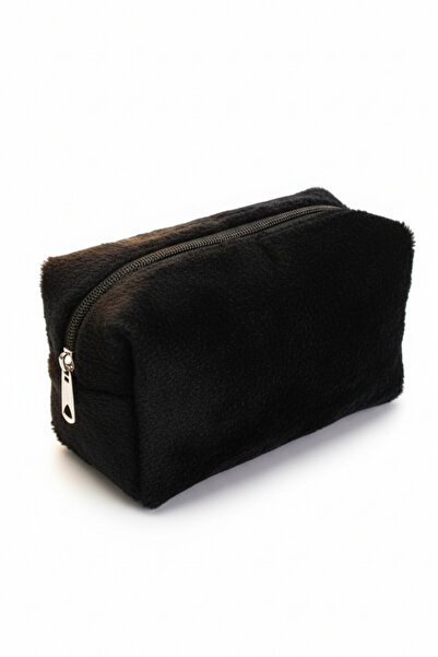 Femmelogy حقيبة مكياج سوداء من القطيفة، بسحاب، ذات قسم واحد، منظم للسفر ومستح...