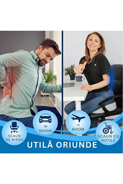 varioshop ® Orthopedic Seat Cushion, Premium Memory Foam, 46x38x8 cm, Grey