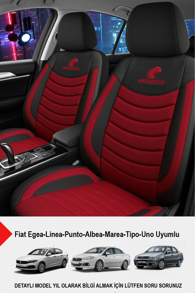 GM-DESIGN Panther Series Linen Fabric Car Seat Cover (Compatible with Fi̇at Egea-Linea-Punto-Albea-Marea-Tipo-Uno)