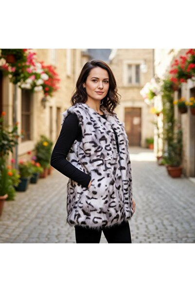 ihaoo Women's ecological fur vest with lining and pockets