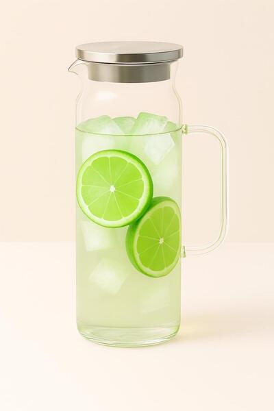 İLİVA Isıya Dayanıklı Borosilikat Cam Sürahi İnox Kapak 2 Lt