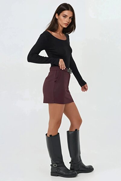 Hiccup Düz Yüksek Bel Mini Şort Etek