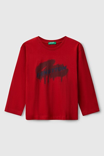 United Colors of Benetton Tricou din jerseu cu mânecă lungă din bumbac organi...