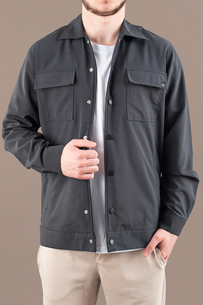 bombe Чоловічий парашутний тканинний сезонний куртка з застібкою на кнопках і бічними кишенями, сорочка-жакет