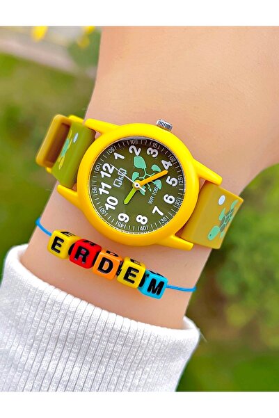 Q&Q Silikon Kordonlu 10 Atm Su Geçirmez Erkek Çocuk Kol Saati Kişiye Özel Hed...