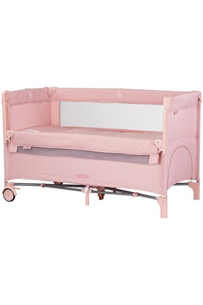 Chipolino Patut pliabil Relax pink marshmallow linen cu laterala culisanta