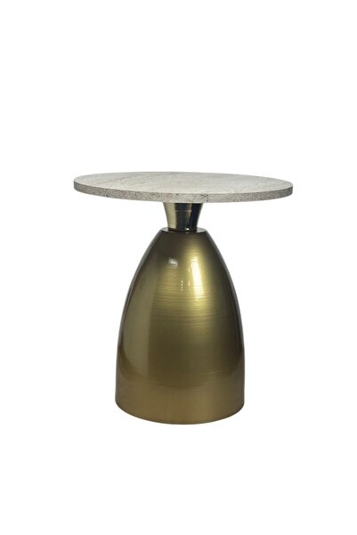 LONART CONCEPT Tor Aliminyum Gövdeli Ahşap Tablalı Modern Yan Sehpa