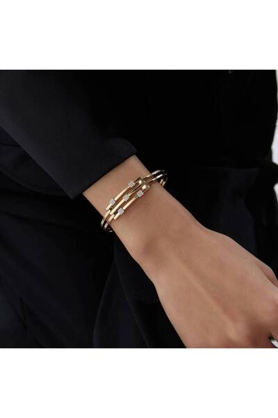 Semih Haşhaş Kuyumculuk Altın Kare Taşlı Kaburga Kelepçe