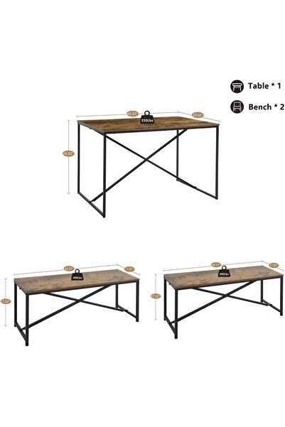 Zztcmp Kitchen Table with 2 Benches,3-Piece Dining Table Set,Suitable for home, restaurant, apartment