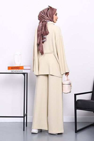 İmajButik Corded Fabric Sets of Stone Patterned Tunic with Trousers