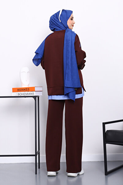 İmajButik Plum Shirt Paneled with Scuba Sweat Pants