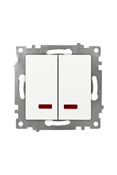 Klaus 10 Bucati, Intrerupator Alb Dublu Fara Rama Cu Led, KE01104W (10/120)