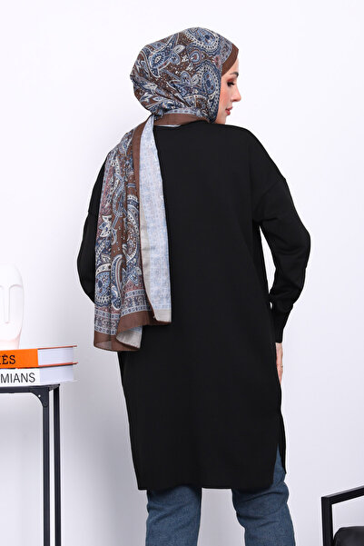 İmajButik Black Cold Thread Mercerized Knitwear Tunic