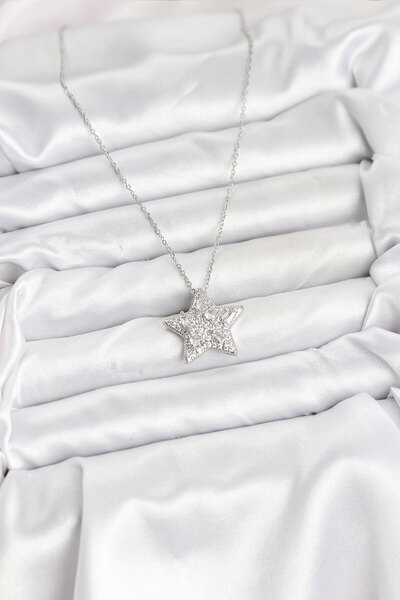 Bernami Special Steel Chain Color Star Model Women's Necklace Deal!! !