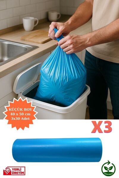 Poshetto Premium Küçük Boy Çöp Poşeti 40x50 cm 3x30 Adet Ev Mutfak Banyo İş O...