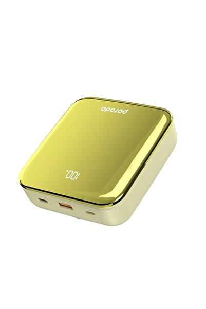 porodo بنك طاقة صغير الحجم 20000 مللي أمبير/ساعة مع منافذ USB-A وType-C و20 واط PD وشحن متزامن - ذهبي