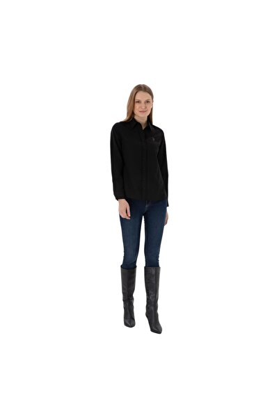 U.S. Polo Assn. Women's Black Long Sleeve Basic Shirt