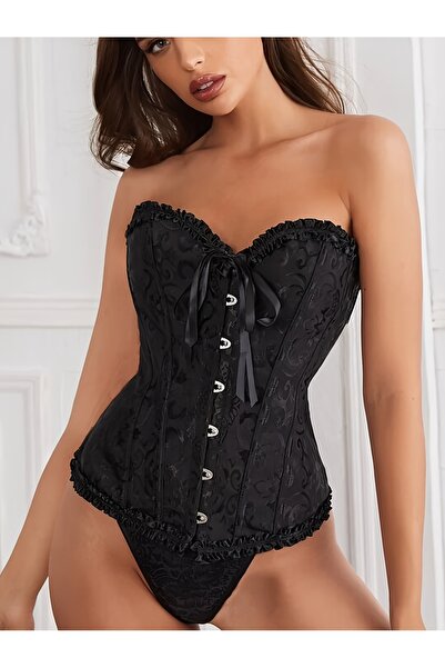 BIGPARTYWEAR Zarif Vintage Siyah Büstiyer