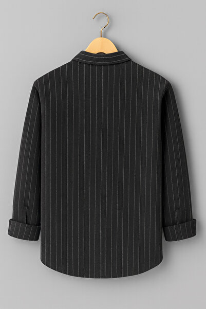 mavisima erkek giyimi Erkek Siyah İnce Çizgili Oduncu Tarzı Gömlek – Rahat Kalıp Yeni Sezon Şık Kombin Trend