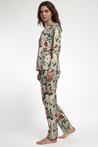 AYYILDIZ 63598 Yeşil Çiçek Desenli Pijama Takımı