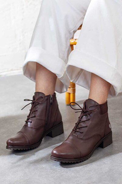 Adım Adım Mammamia Genuine Leather Thick Heeled Casual Boots