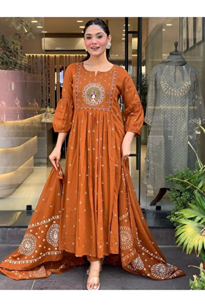 MYSMAR دوباتا سلوار قميص قطني برتقالي - ALV2065 | برتقالي