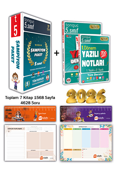 Tonguç Yayınları 5. Sınıf Şampiyon Paketi Soru Bankası 1. Dönem Yazılı Notlar...