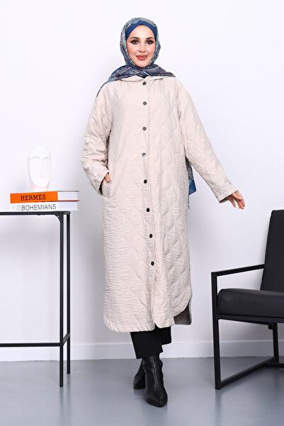 İmajButik Καπέλο με κουκούλα με πέτρινη καπιτονέ